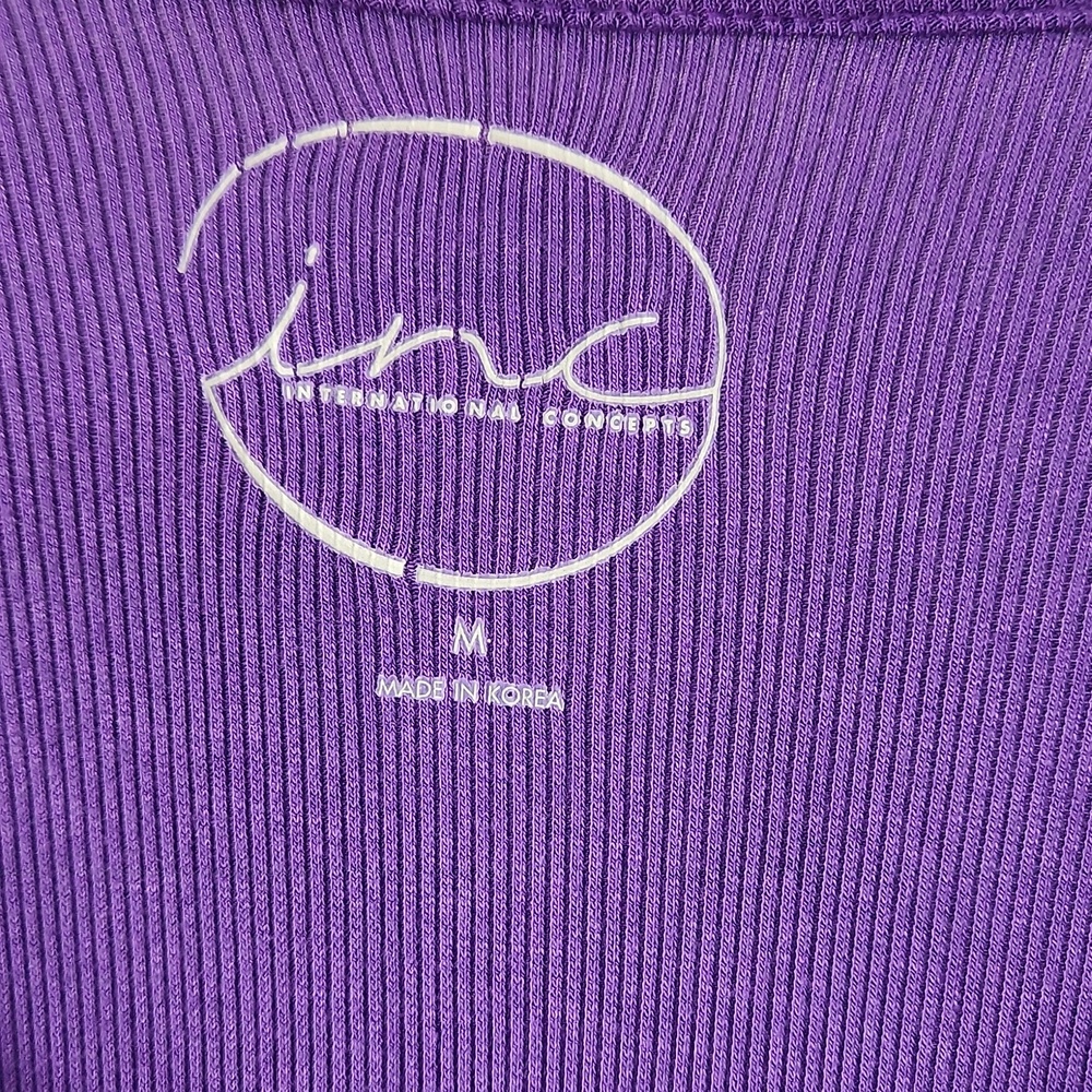 INC International Concepts Deep Purple Ribbed V-Neck Long Sleeve Top - Picture 2 of 4